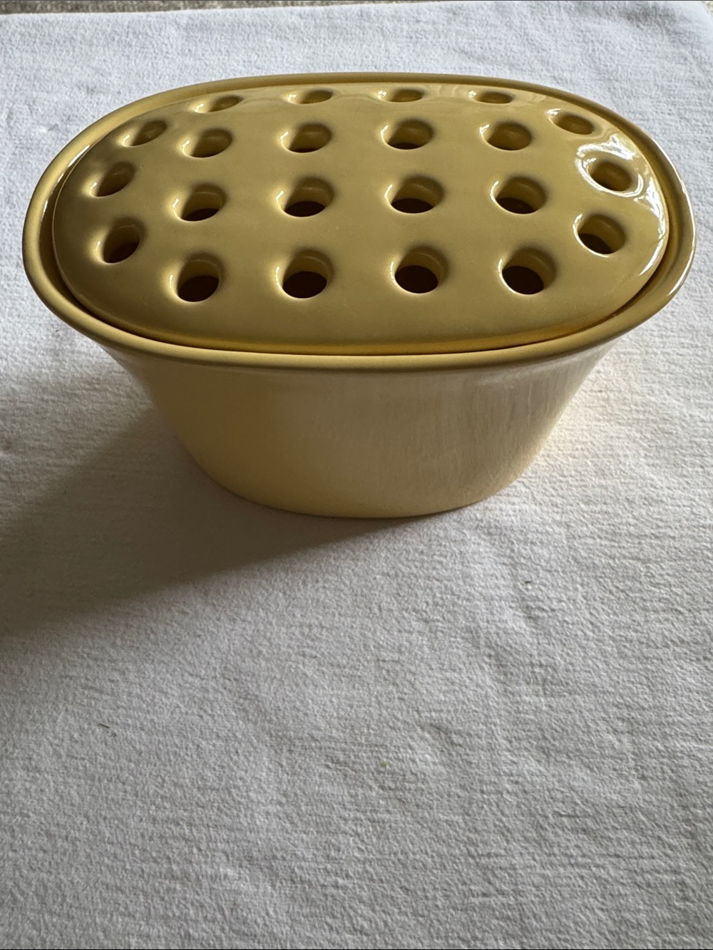 Southern Living Home Arrange it Easy Yellow Oval Vase /Frog Lid